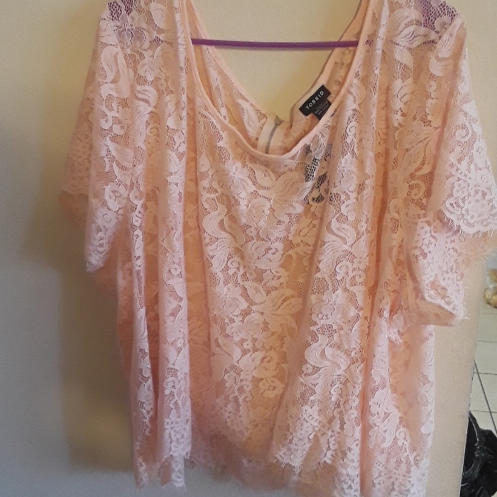Torrid Blush Pink Lace Blouse